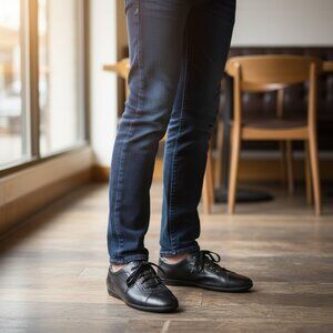 VITTO ROSSI Black Leather Lace-Up Sneakers Men’s Casual Comfy Shoes US 8